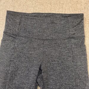 Athleta Herringbone Mercer Tight Black Gray Ankle Slit Pockets Small